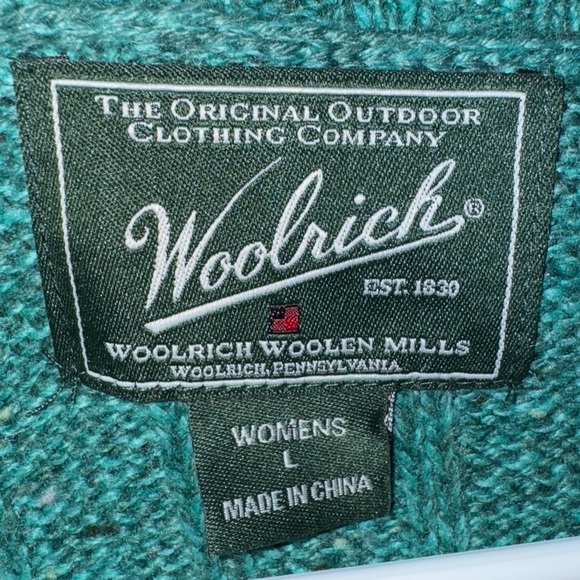 WOOLRICH Sweater Vintage Y2K V-neck Teal Ribbed Wool Blend Pullover Women’s L - Picture 4 of 16